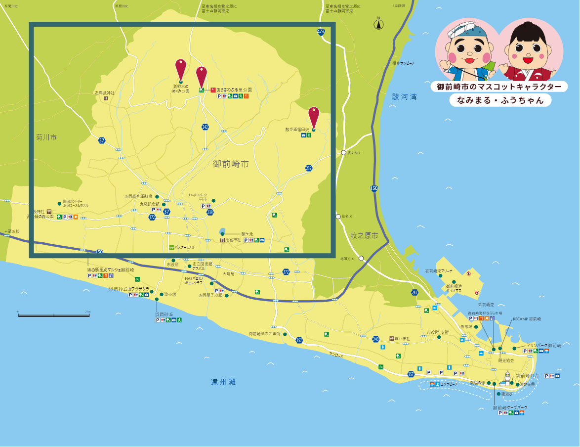山・丘陵エリアの地図 山・丘陵エリアの地図